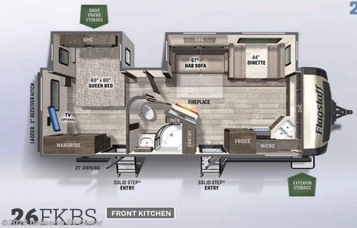 Floorplan of 2021 Forest River Flagstaff Super Lite 26FKBS
