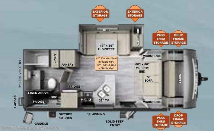 Floorplan of 2023 Forest River Rockwood Mini Lite 2507S
