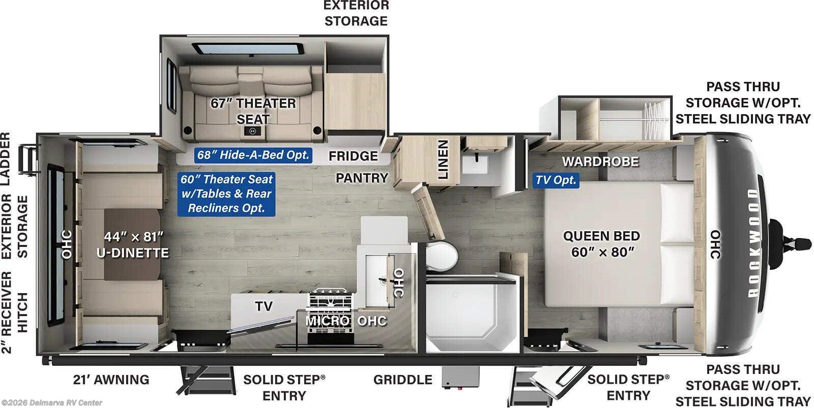 Floorplan of 2025 Forest River Rockwood Ultra Lite 2618RD