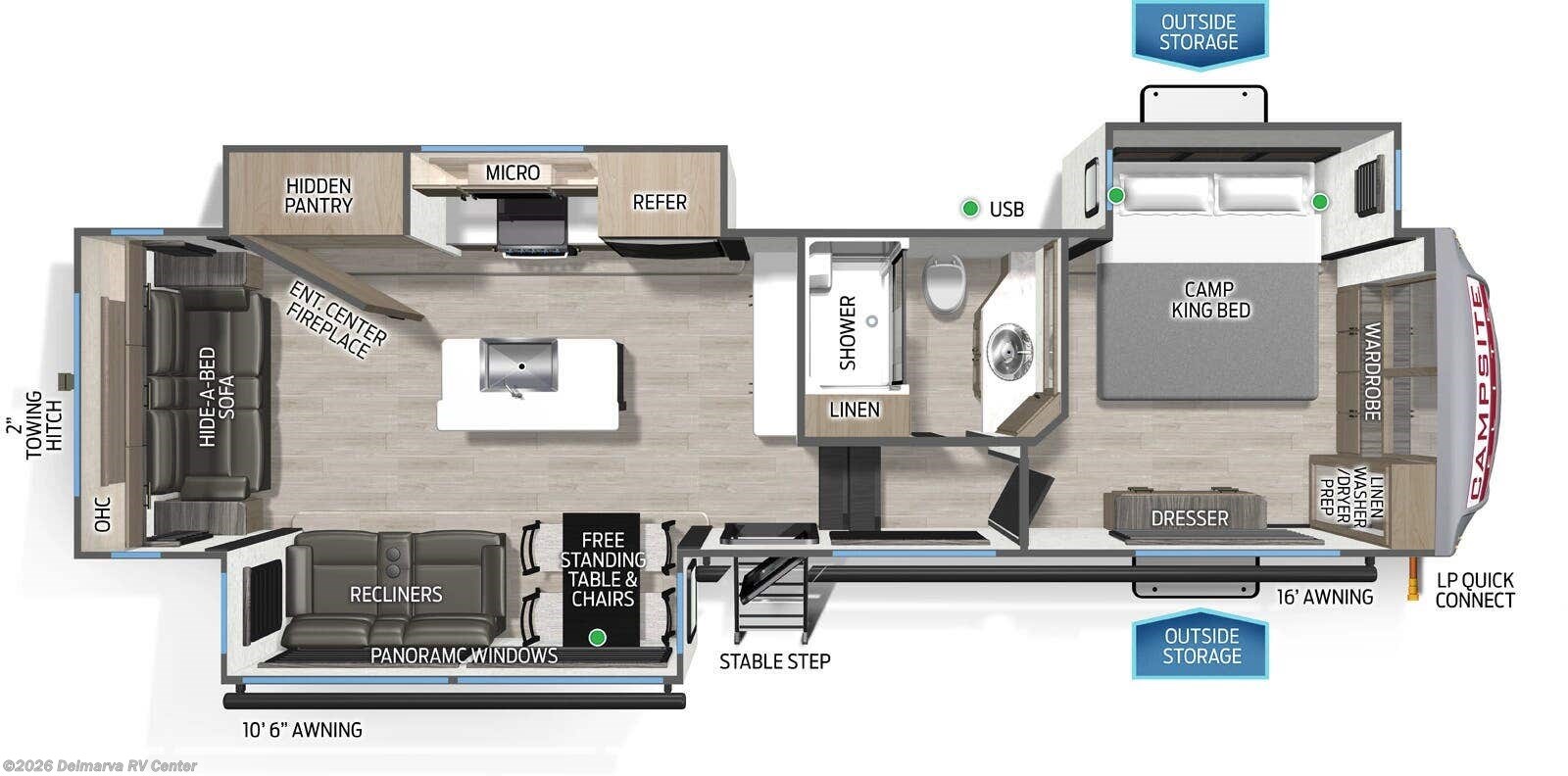 Floorplan of 2026 Forest River Campsite Elite 32BAM