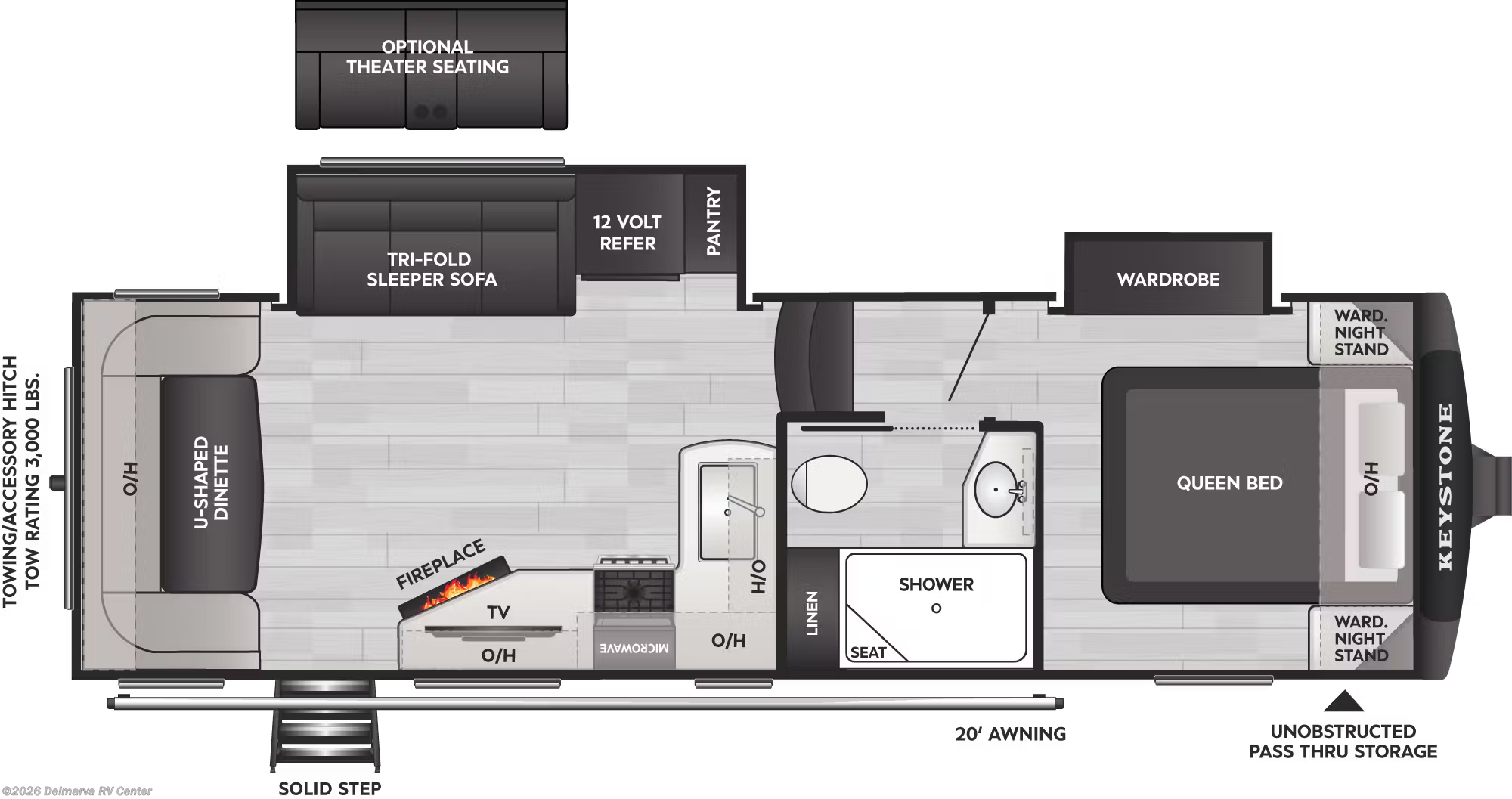 Floorplan of 2026 Keystone Cougar Half-Ton 25RDS