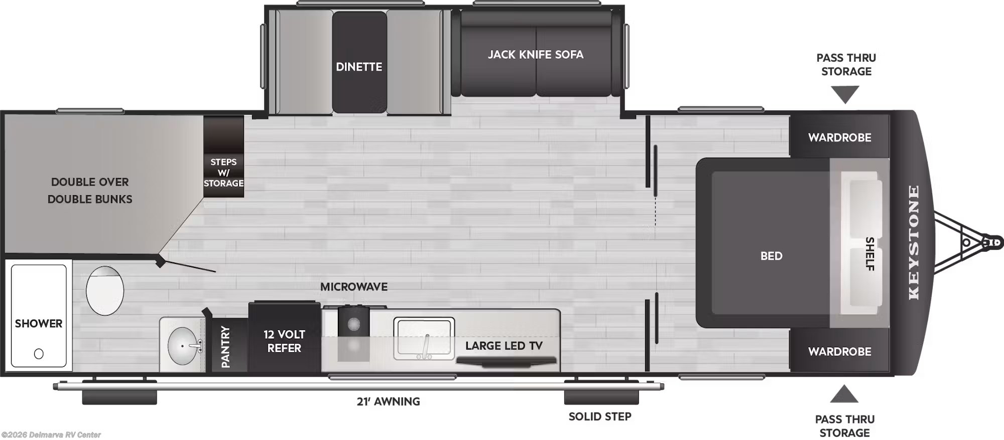 Floorplan of 2027 Keystone Passport Classic 260BHC