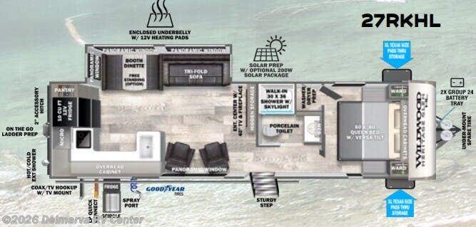 Floorplan of 2024 Forest River Wildwood Heritage Glen Hyper-Lyte 27RKHL