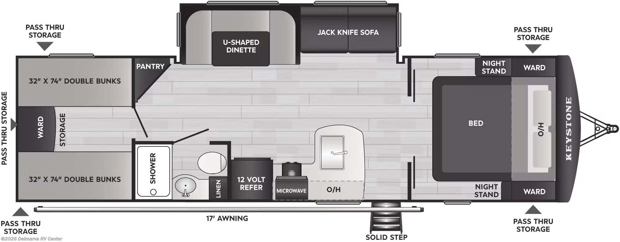 Floorplan of 2027 Keystone Passport Classic 284QBC