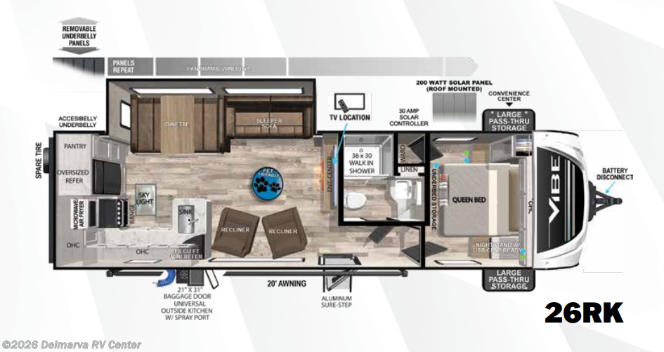 Floorplan of 2024 Forest River Vibe 26RK