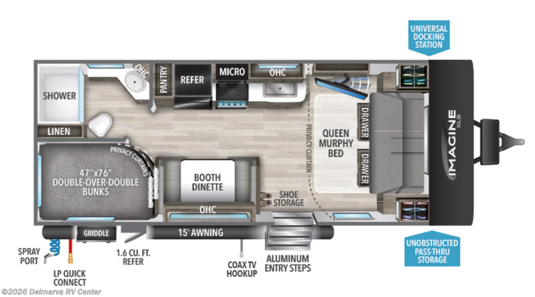 Floorplan of 2023 Grand Design Imagine XLS 21BHE