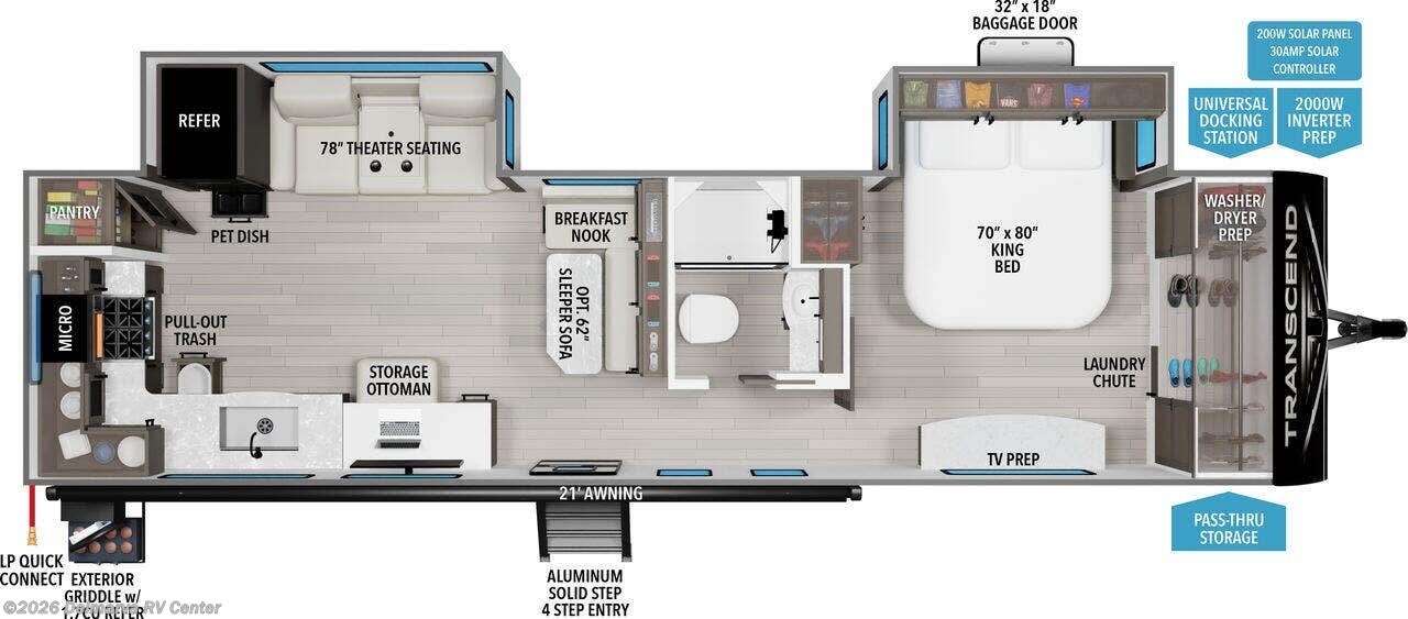 Floorplan of 2025 Grand Design Transcend 315RKT