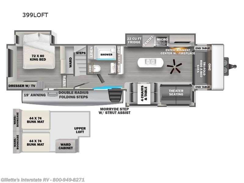 2023 Forest River Sandpiper Destination Trailers 399LOFT - New Destination Trailer For Sale by Gillette's Interstate RV in Haslett, Michigan features Slideout