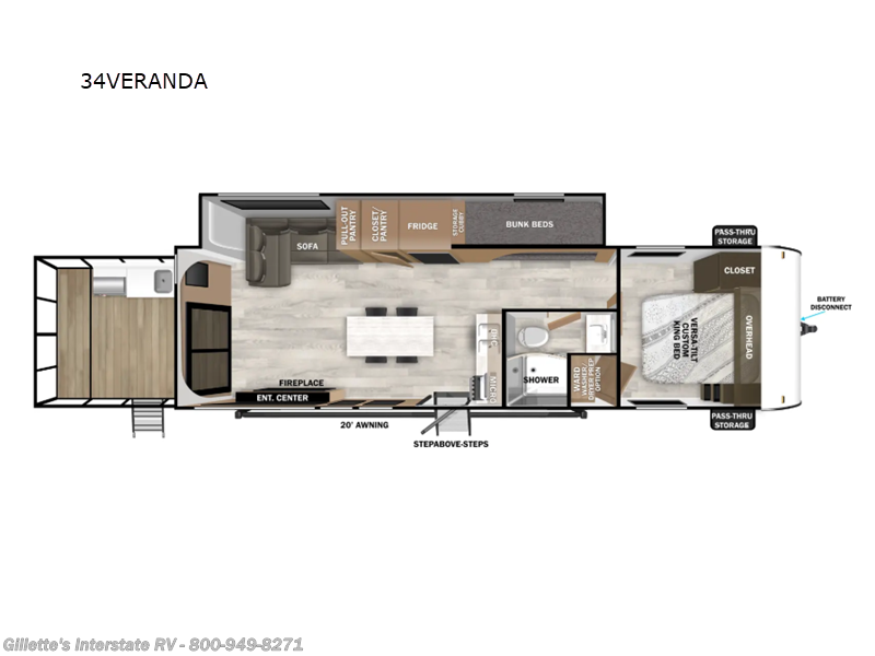 2025 Forest River Salem 34VERANDA - New Travel Trailer For Sale by Gillette's Interstate RV in Haslett, Michigan features Slideout
