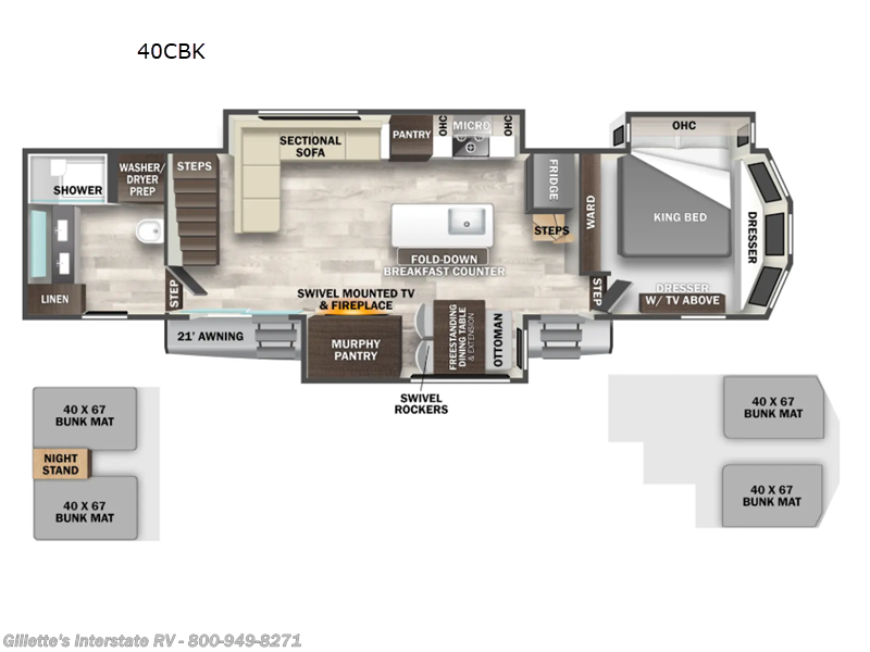 2026 Forest River Cedar Creek Cottage 40CBK - New Destination Trailer For Sale by Gillette's Interstate RV in Haslett, Michigan features Slideout