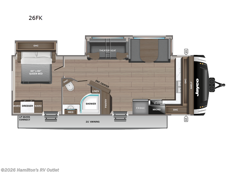 2025 Jayco Jay Feather 26FK - New Travel Trailer For Sale by Hamilton's RV Outlet in Saginaw, Michigan features Slideout