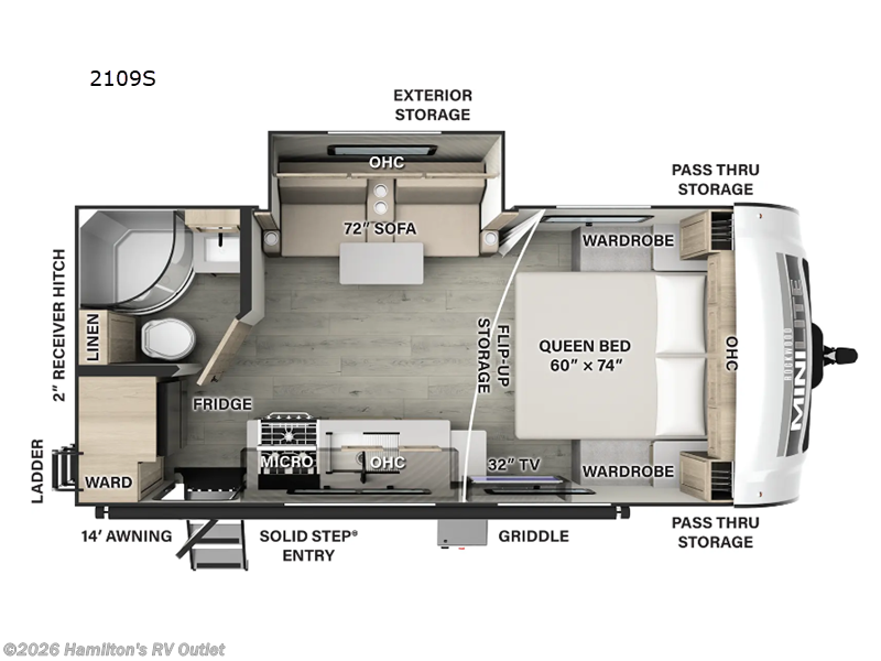 2025 Forest River Rockwood Mini Lite 2109S - New Travel Trailer For Sale by Hamilton's RV Outlet in Saginaw, Michigan features Slideout
