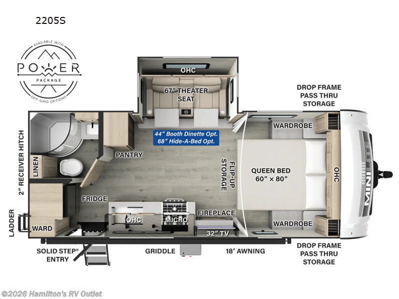 2025 Forest River Rockwood Mini Lite 2205S - New Travel Trailer For Sale by Hamilton's RV Outlet in Saginaw, Michigan features Slideout