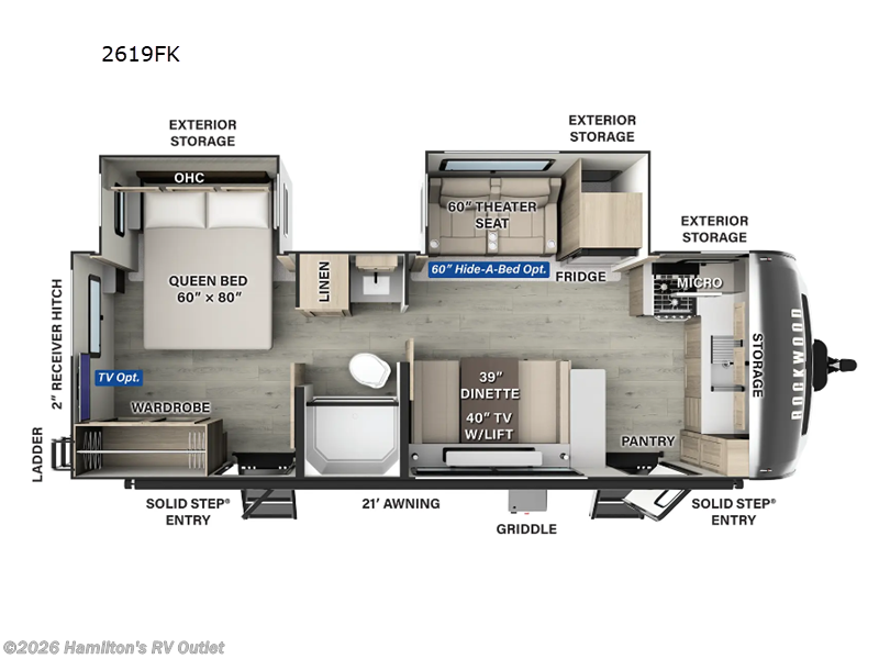 2025 Rockwood Ultra Lite 2619FK by Forest River from Hamilton's RV Outlet in Saginaw, Michigan