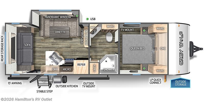 2024 Forest River Cherokee Grey Wolf 23MK - Used Travel Trailer For Sale by Hamilton's RV Outlet in Saginaw, Michigan