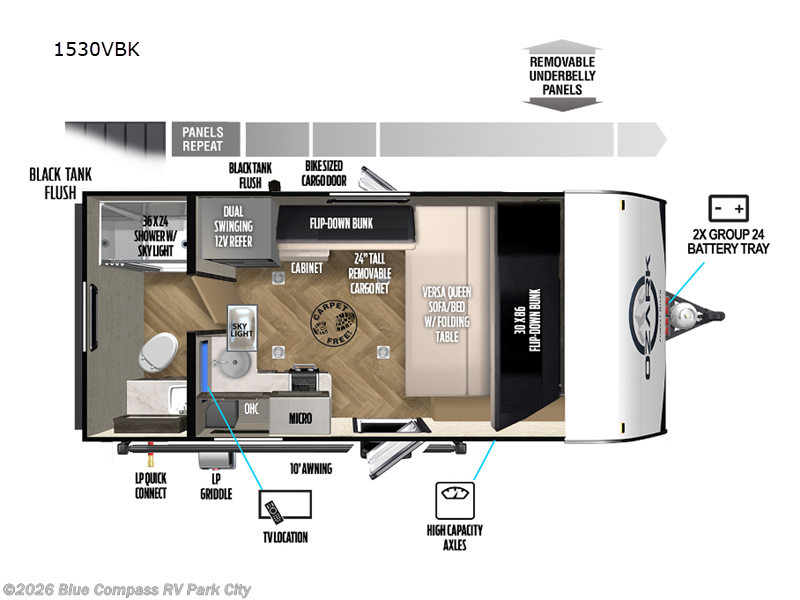 2023 Forest River Ozark 1530VBK - Used Travel Trailer For Sale by Blue Compass RV Park City in Park City, Kansas