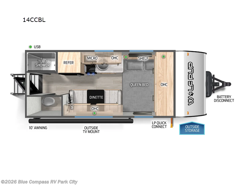 2025 Forest River Cherokee Wolf Pup Black Label 14CCWBL - New Travel Trailer For Sale by Blue Compass RV Park City in Park City, Kansas