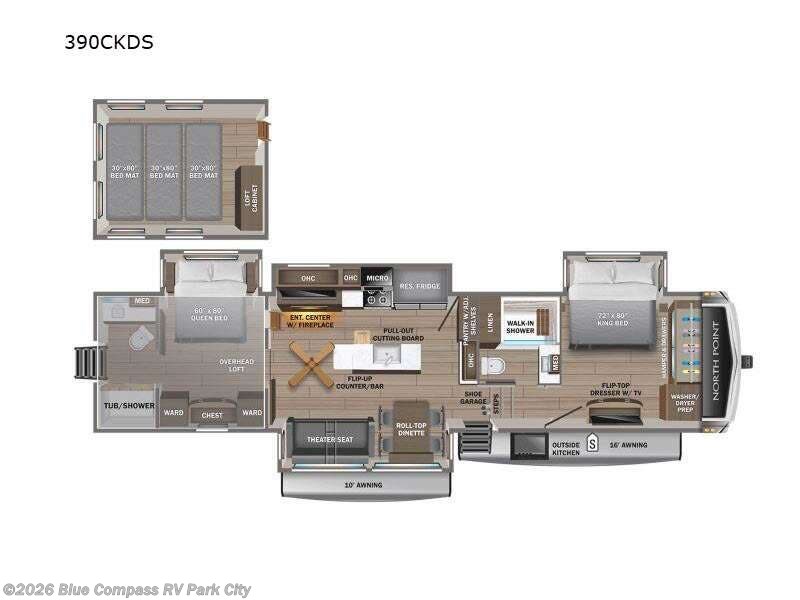 2025 Jayco North Point 390CKDS - New Fifth Wheel For Sale by Blue Compass RV Park City in Park City, Kansas features Slideout