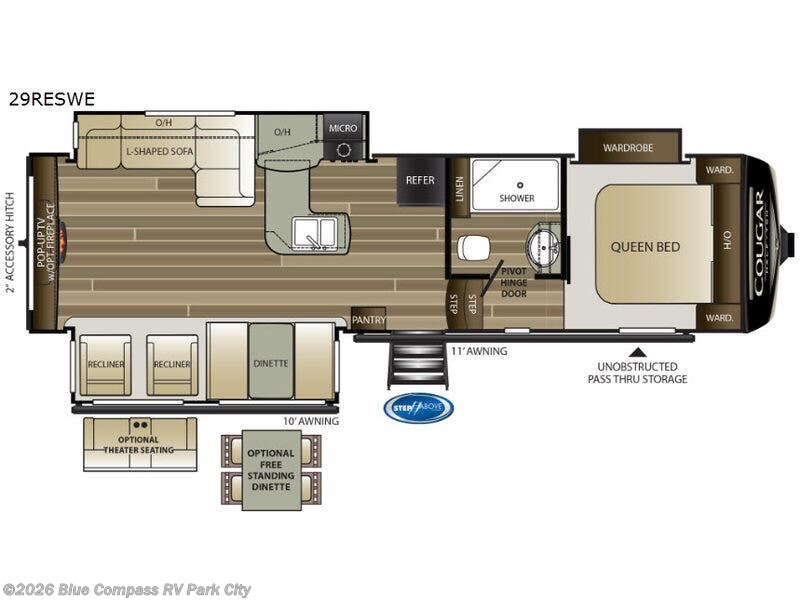 2019 Keystone Cougar Half-Ton Series 29RESWE - Used Fifth Wheel For Sale by Blue Compass RV Park City in Park City, Kansas features Slideout