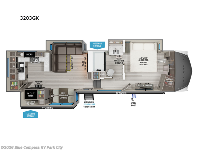 2025 Grand Design Influence 3203GK - New Fifth Wheel For Sale by Blue Compass RV Park City in Park City, Kansas features Slideout
