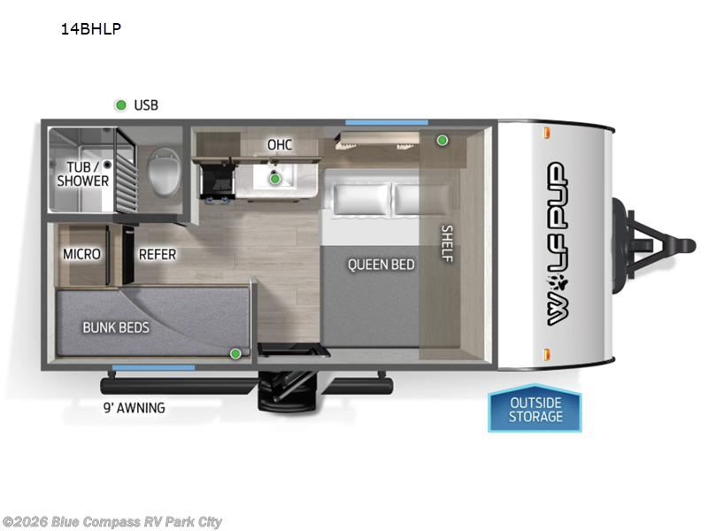 2026 Forest River Cherokee Wolf Pup 14BHLP - New Travel Trailer For Sale by Blue Compass RV Park City in Park City, Kansas