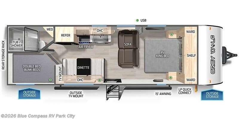 2026 Forest River Cherokee Grey Wolf 26DJSE - New Travel Trailer For Sale by Blue Compass RV Park City in Park City, Kansas