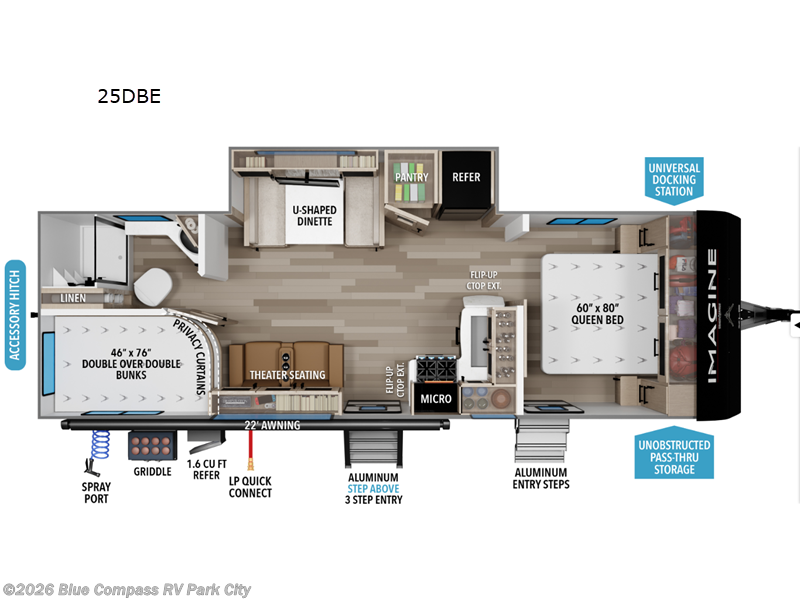 2026 Grand Design Imagine XLS 25DBE - New Travel Trailer For Sale by Blue Compass RV Park City in Park City, Kansas features Slideout