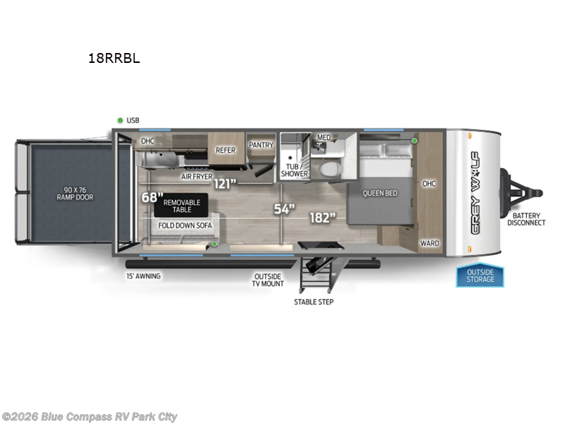 2026 Forest River Cherokee Grey Wolf Black Label 18RRBL - New Toy Hauler For Sale by Blue Compass RV Park City in Park City, Kansas
