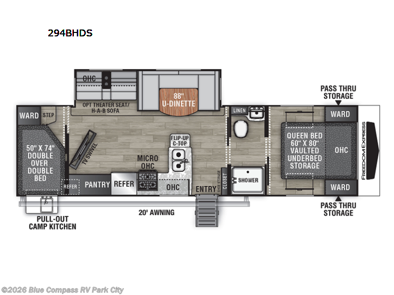 2023 Coachmen Freedom Express Ultra Lite 294BHDS - Used Travel Trailer For Sale by Blue Compass RV Park City in Park City, Kansas features Slideout