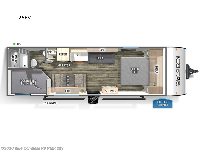 2024 Forest River Cherokee Wolf Den 26EV - Used Travel Trailer For Sale by Blue Compass RV Park City in Park City, Kansas