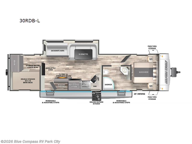 2023 Forest River Cherokee Alpha Wolf 30RDB-L - Used Travel Trailer For Sale by Blue Compass RV Park City in Park City, Kansas features Slideout