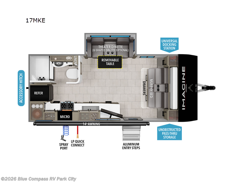 2026 Grand Design Imagine XLS 17MKE - New Travel Trailer For Sale by Blue Compass RV Park City in Park City, Kansas features Slideout