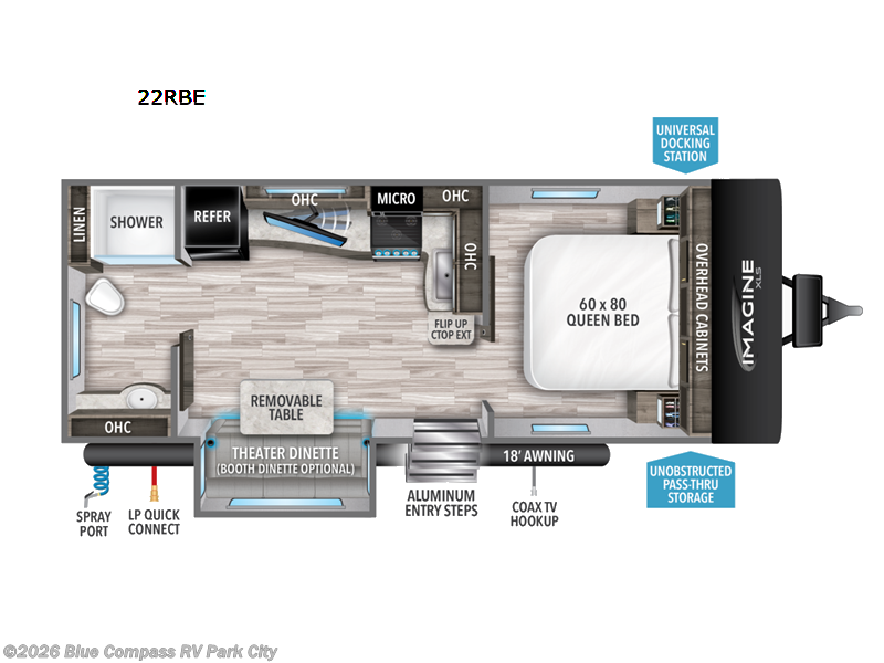 2022 Grand Design Imagine XLS 22RBE - Used Travel Trailer For Sale by Blue Compass RV Park City in Park City, Kansas features Slideout