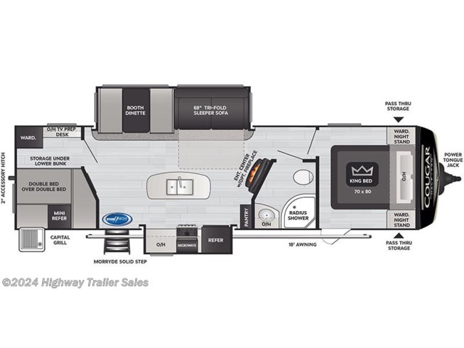 2023 Keystone Cougar Half-Ton West 31BHKWE floorplan image