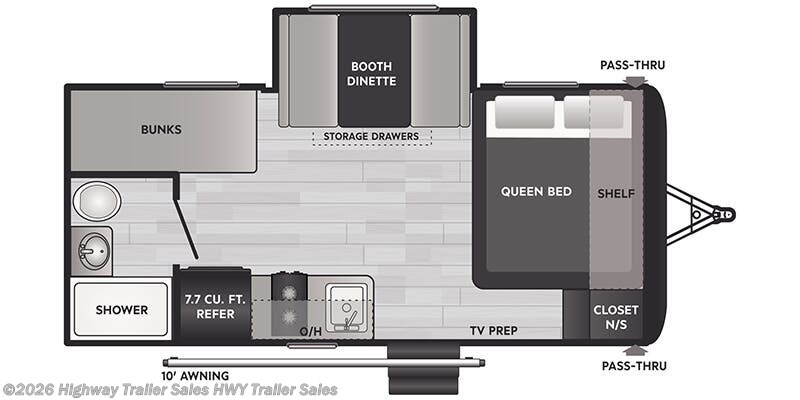 Floorplan of 2025 Keystone Hideout Sport 176BH