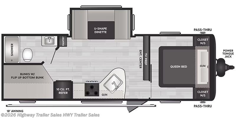 Floorplan of 2026 Keystone Hideout Sport West 241DBWE