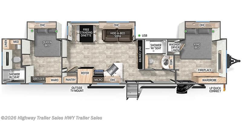 Floorplan of 2025 Forest River Cherokee Timberwolf 39HBA