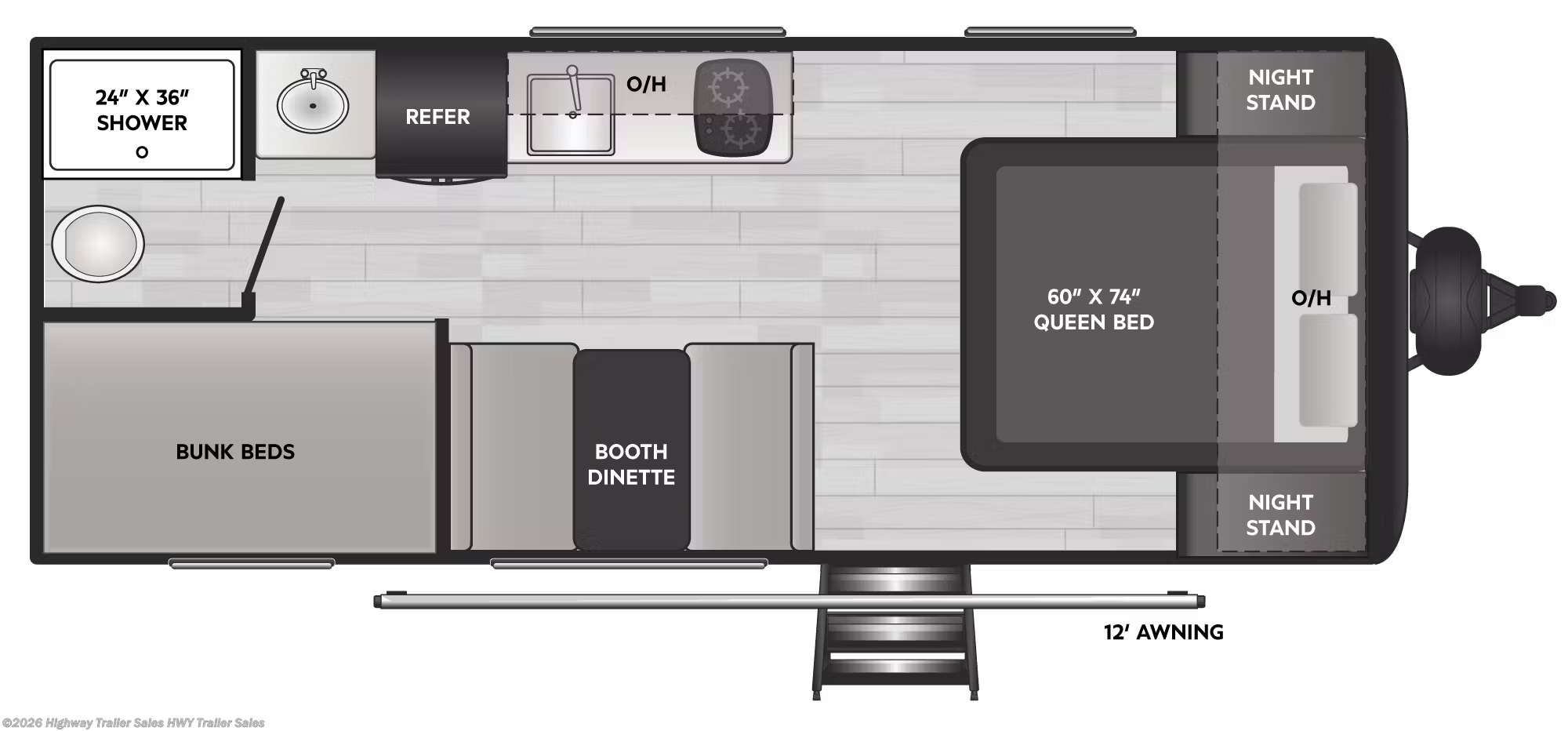 Floorplan of 2026 Keystone Hideout Sport 20BWE
