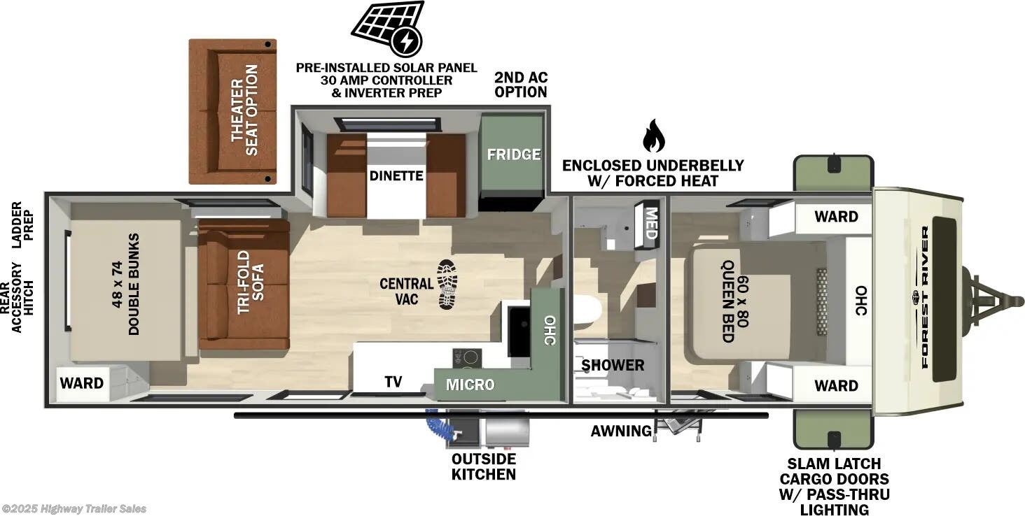 2026 Forest River No Boundaries Beast Mode 20.9BM - New Travel Trailer For Sale by Highway Trailer Sales in Salem, Oregon features Converter, Bunk Beds, Detachable Power Cord, Exterior Speakers, Toilet