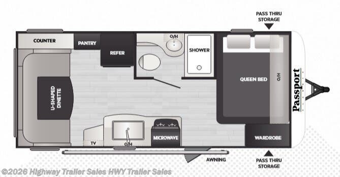 Floorplan of 2026 Keystone Passport Classic 190RDWE