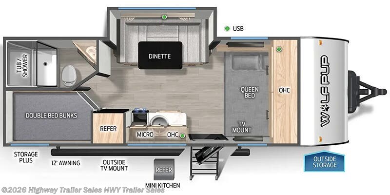 Floorplan of 2026 Forest River Cherokee Wolf Pup 17JW