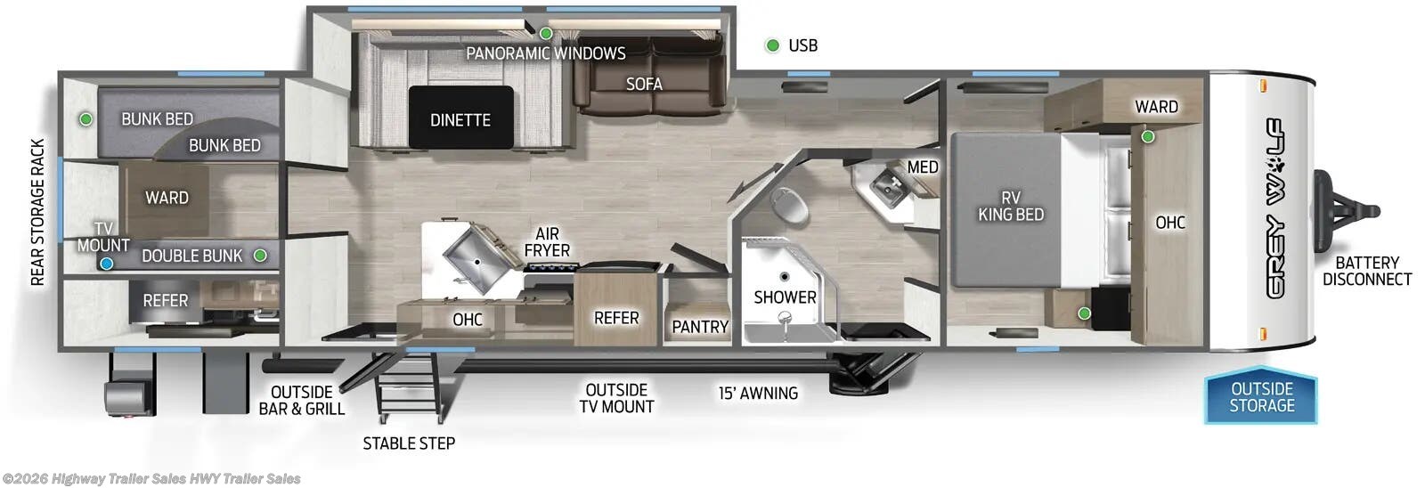 Floorplan of 2026 Forest River Cherokee Grey Wolf 29TE