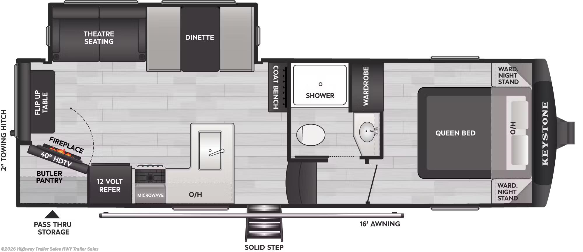 Floorplan of 2026 Keystone Cougar Sport 2400RE