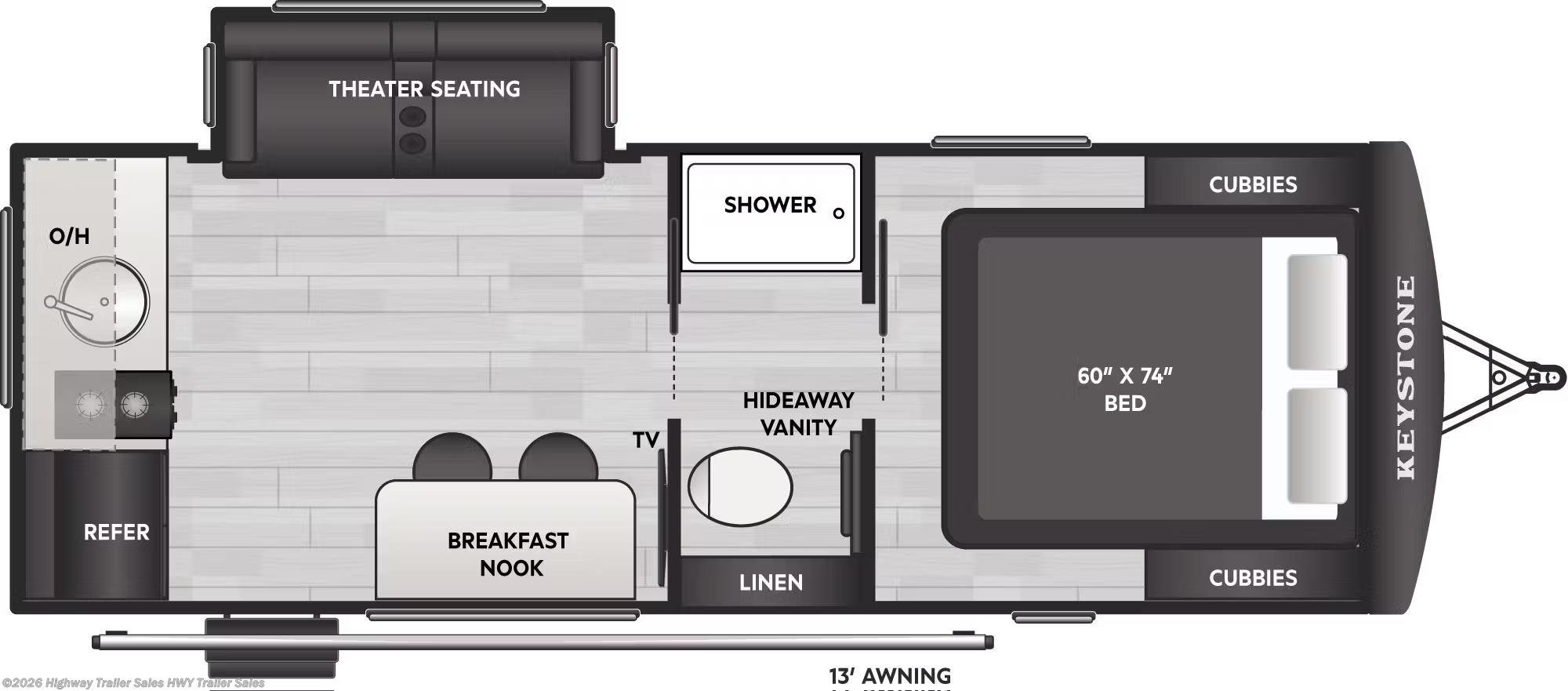 Floorplan of 2026 Keystone Reign 19RK