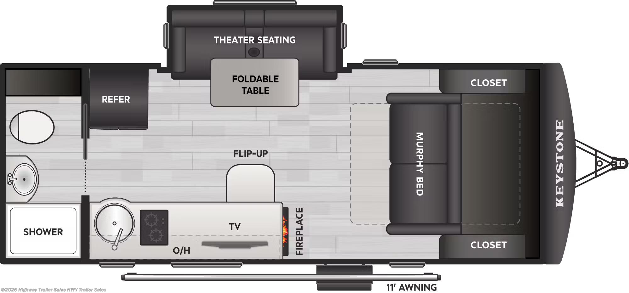 Floorplan of 2026 Keystone Reign 18RB