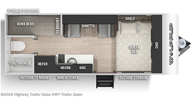 Floorplan of 2022 Forest River Cherokee Wolf Pup 16BHS