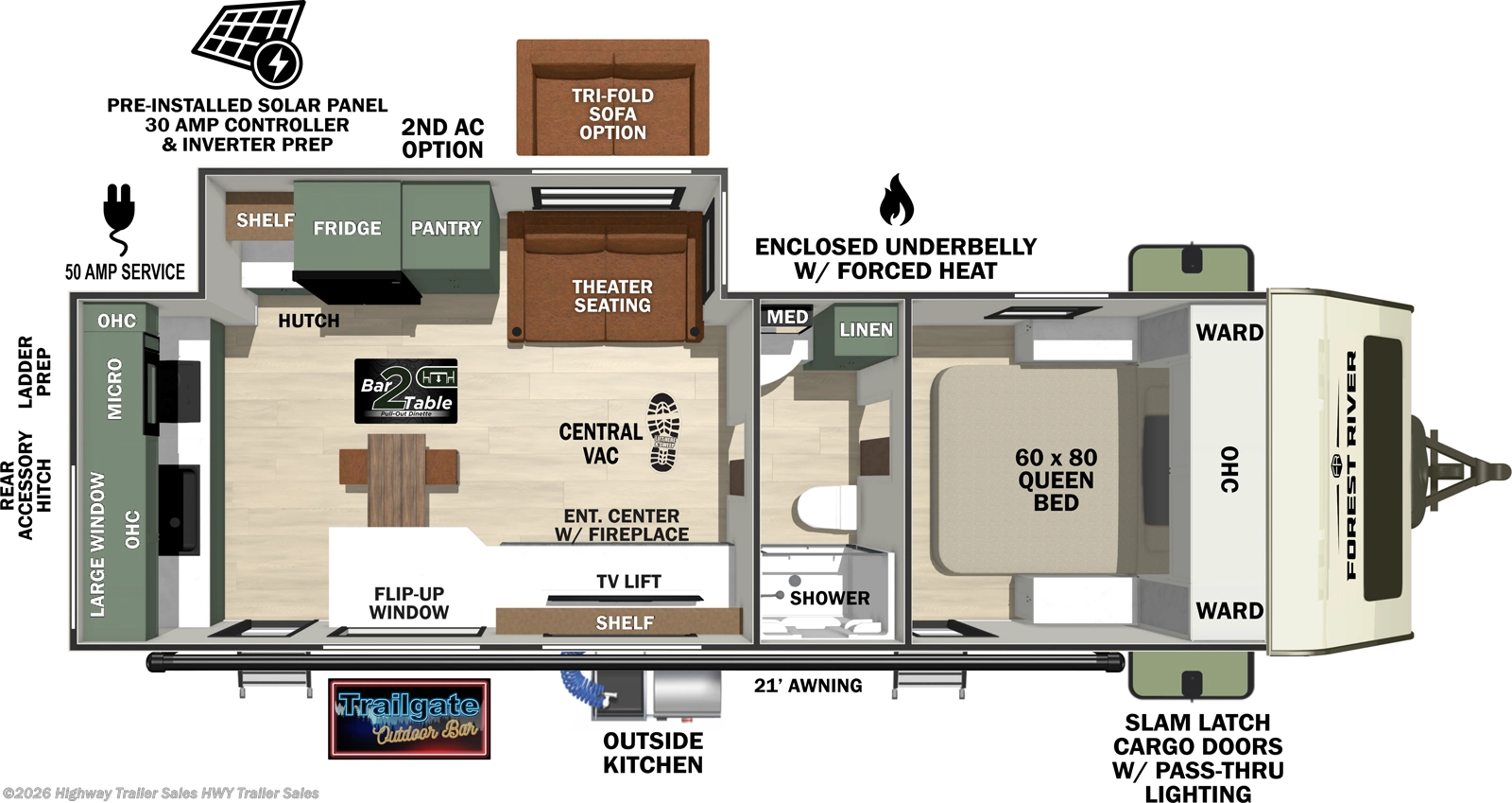 2026 Forest River No Boundaries Beast Mode 20.6 - New Travel Trailer For Sale by Highway Trailer Sales in Salem, Oregon features TV, Outside Kitchen, Stove Top Burner, Convection Microwave, CO Detector
