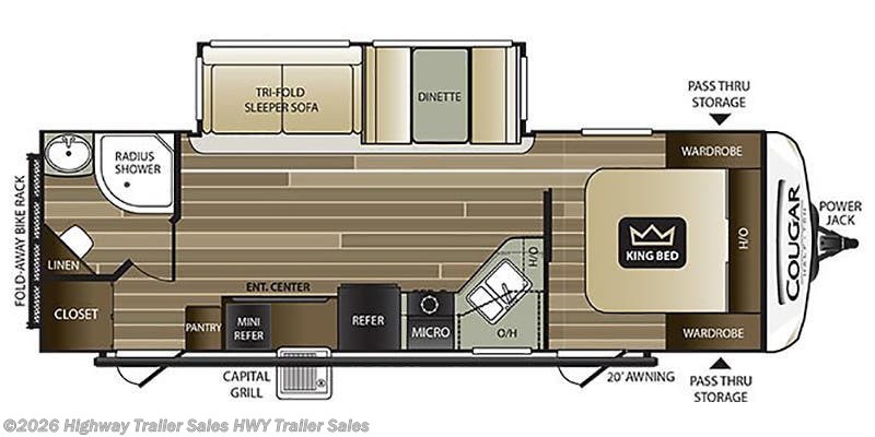Floorplan of 2020 Keystone Cougar Half-Ton 26RBSWE