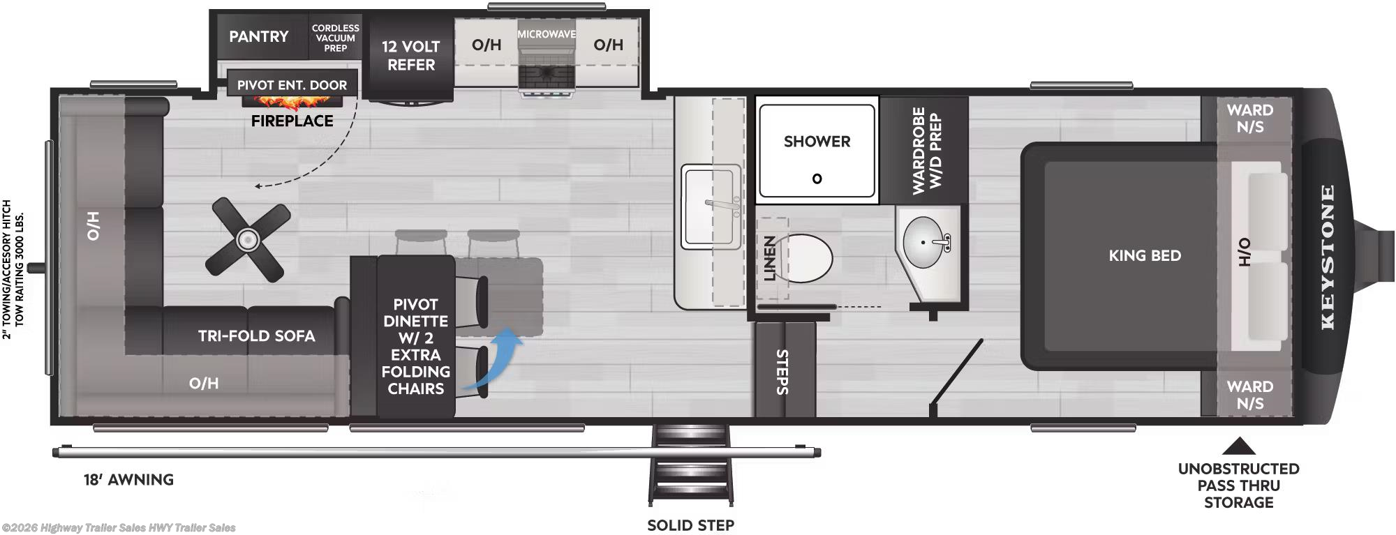 Floorplan of 2026 Keystone Cougar Half-Ton 26RES