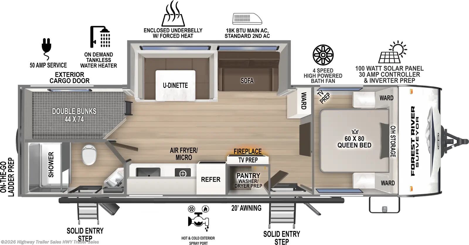 Floorplan of 2026 Forest River Surveyor Camp 27CAMP